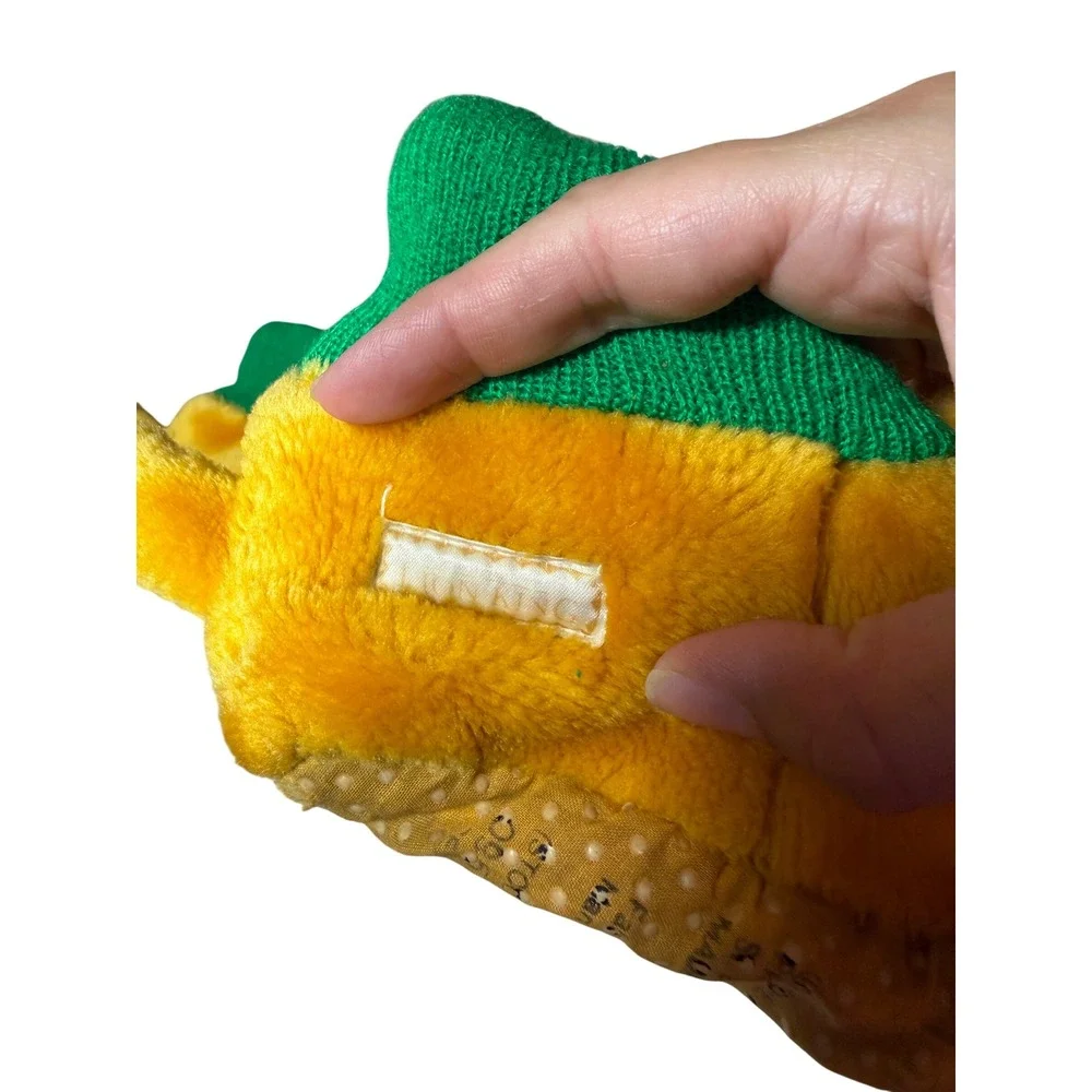 Vintage Disney Lion King Simba Plush Slippers Toddler Size 5/6 Yellow Green 90s